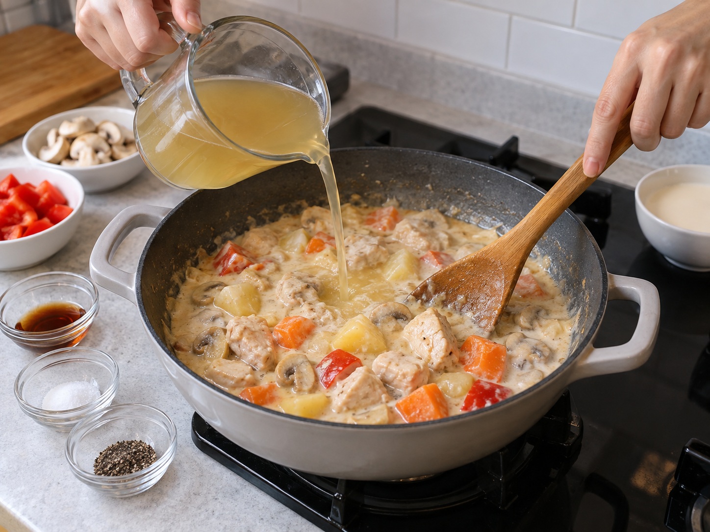 Filipino Chicken Pastel — Build the sauce