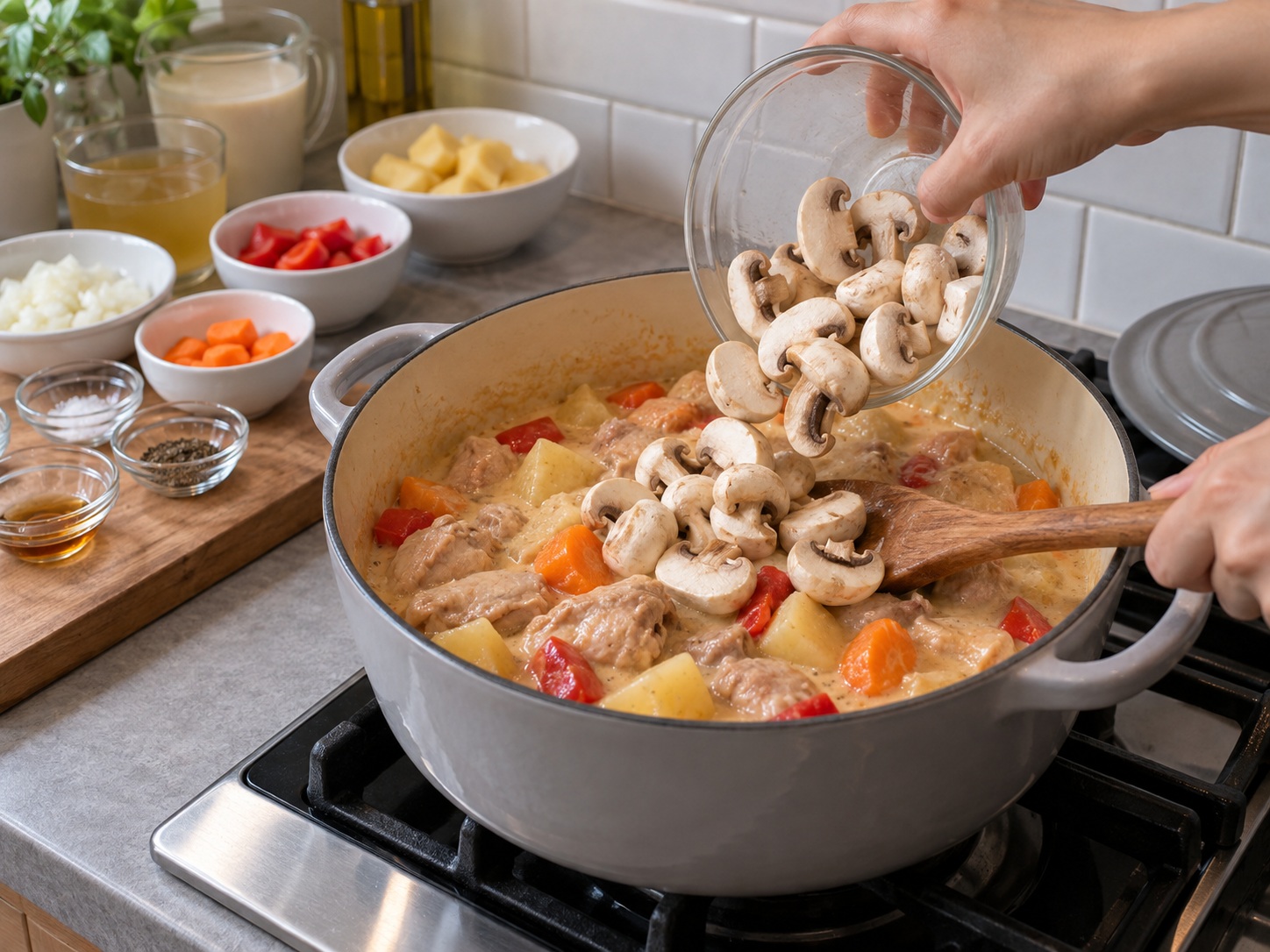 Filipino Chicken Pastel — Add mushrooms