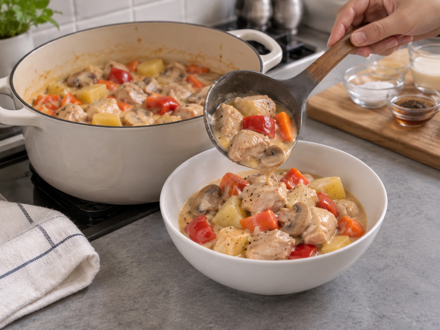Filipino Chicken Pastel — Rest and serve