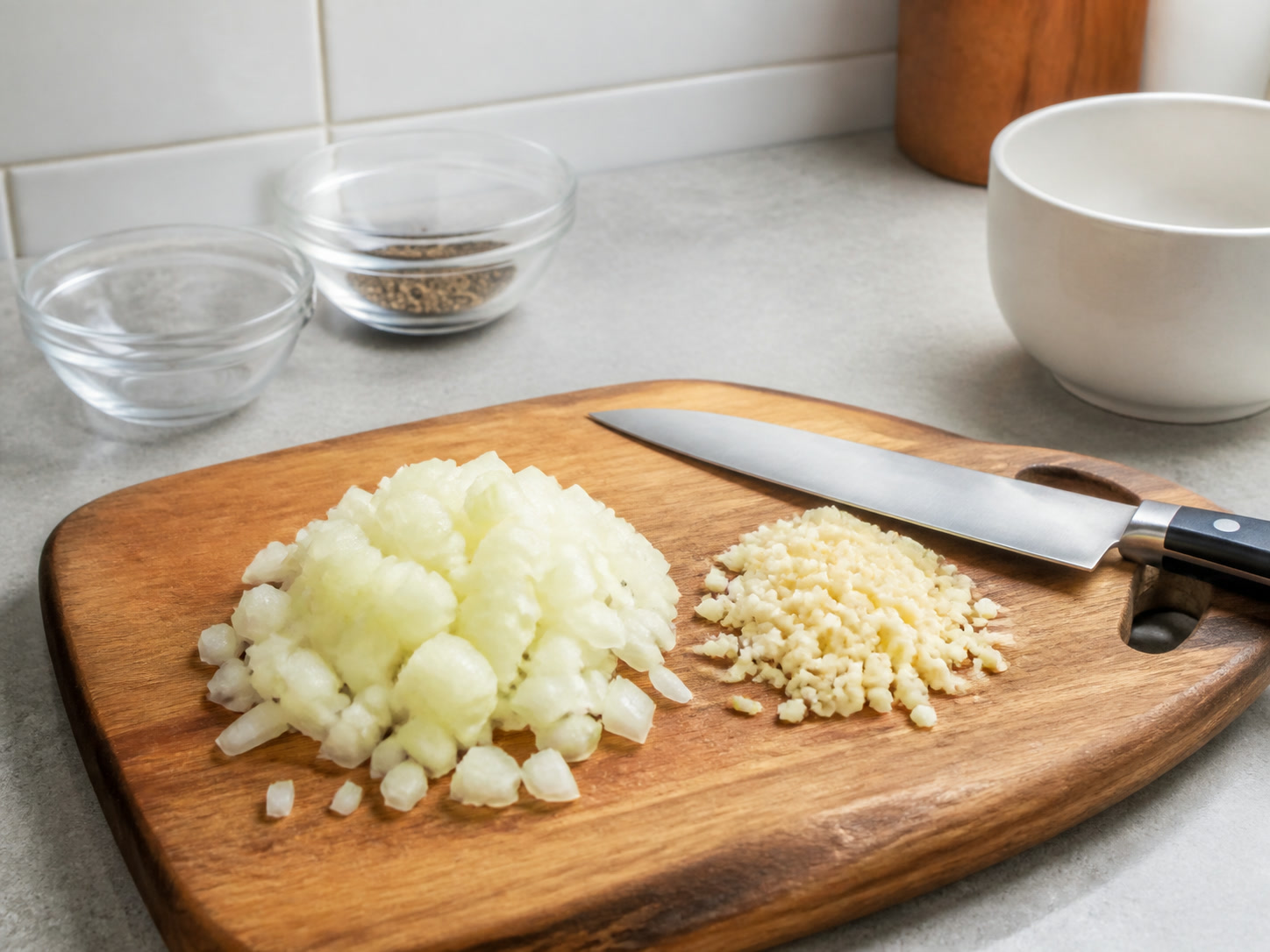 Filipino Chicken Sopas: Prepare aromatics