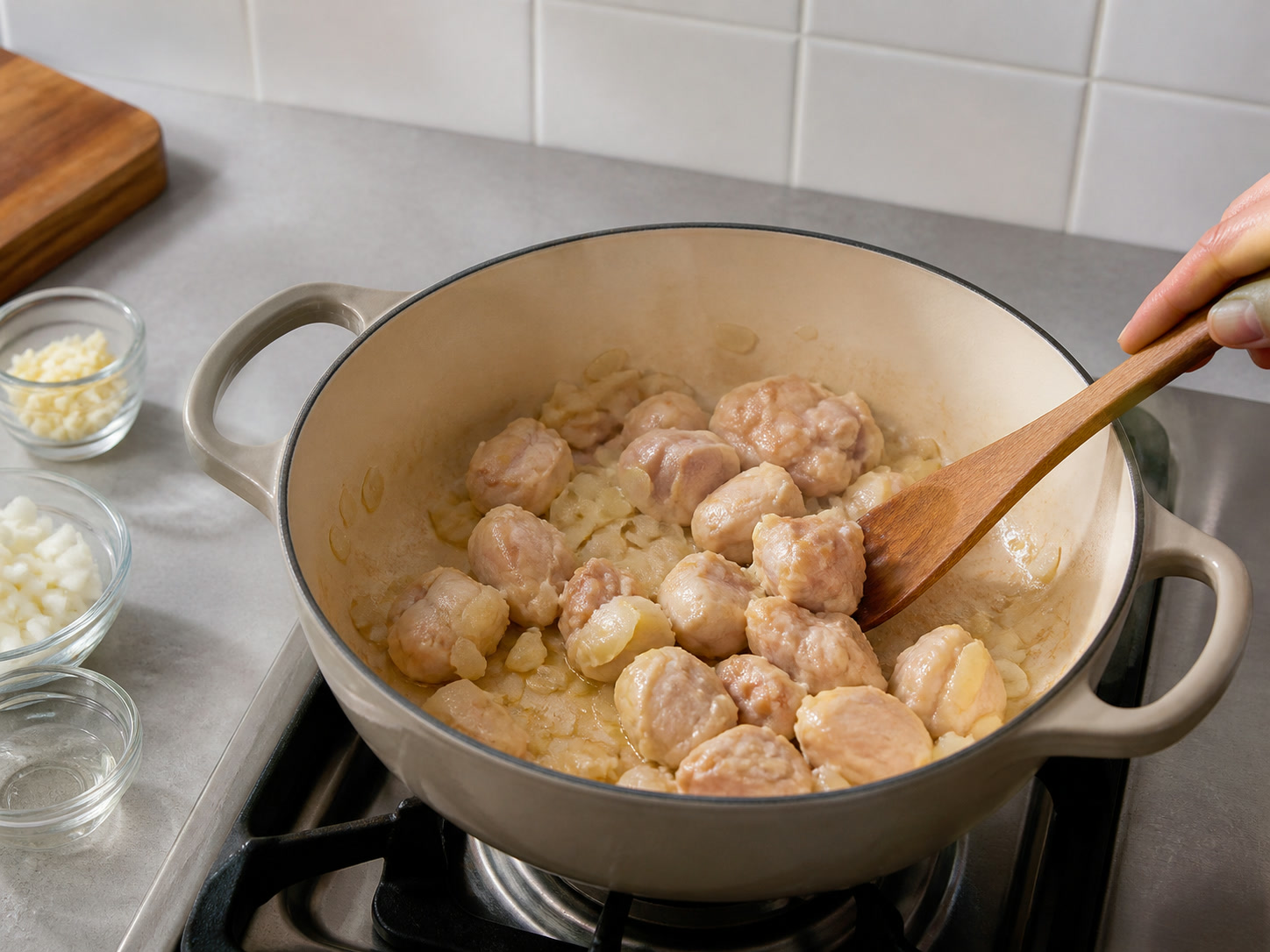 Filipino Chicken Sopas: Cook chicken