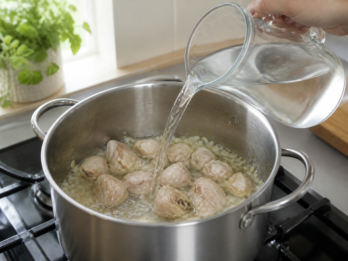 Filipino Chicken Sopas: Add water