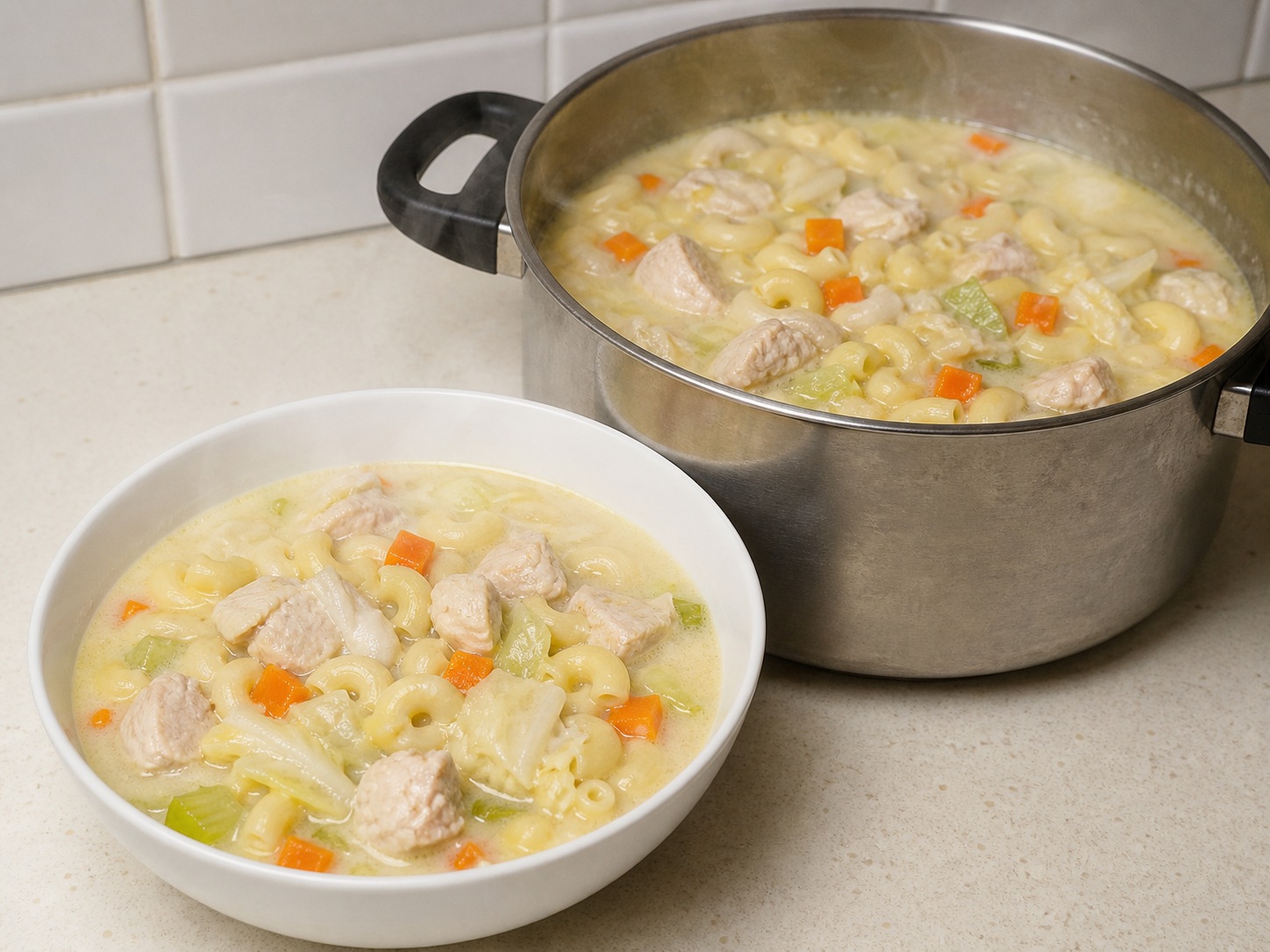 Filipino Chicken Sopas: Rest and serve