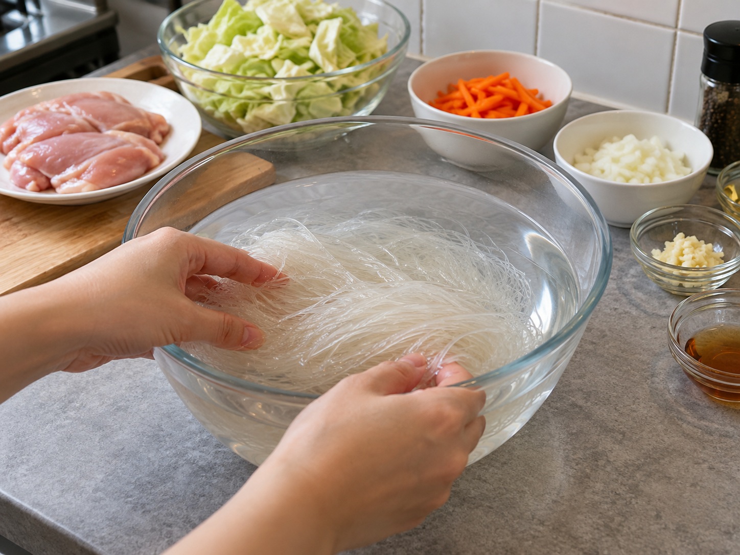 Filipino Chicken Sotanghon Soup — Ibabad ang sotanghon