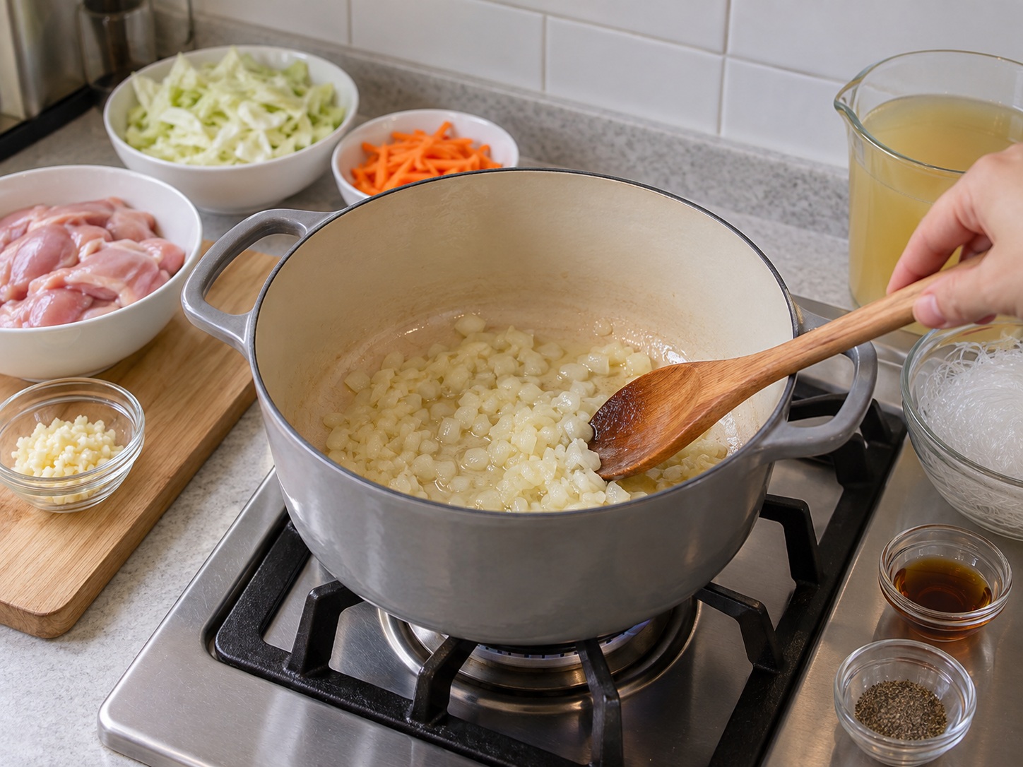 Filipino Chicken Sotanghon Soup — Palambutin ang sibuyas