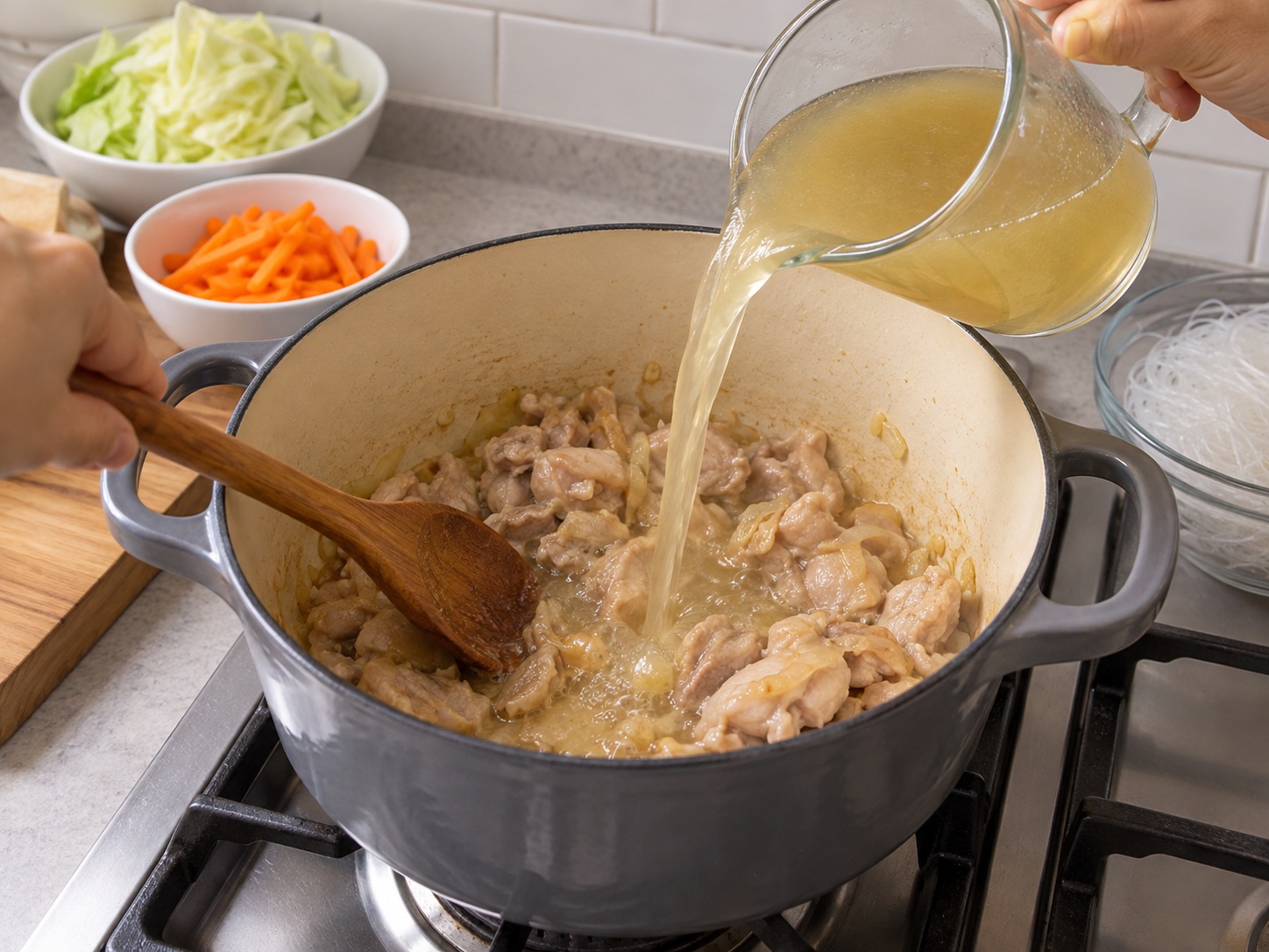 Filipino Chicken Sotanghon Soup — Ilagay ang stock