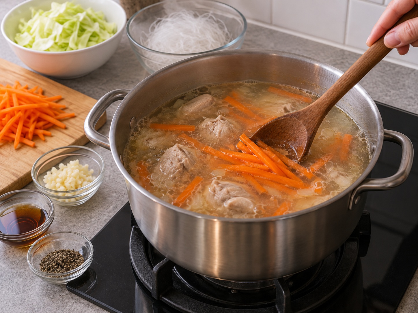 Filipino Chicken Sotanghon Soup — Ilagay ang carrot