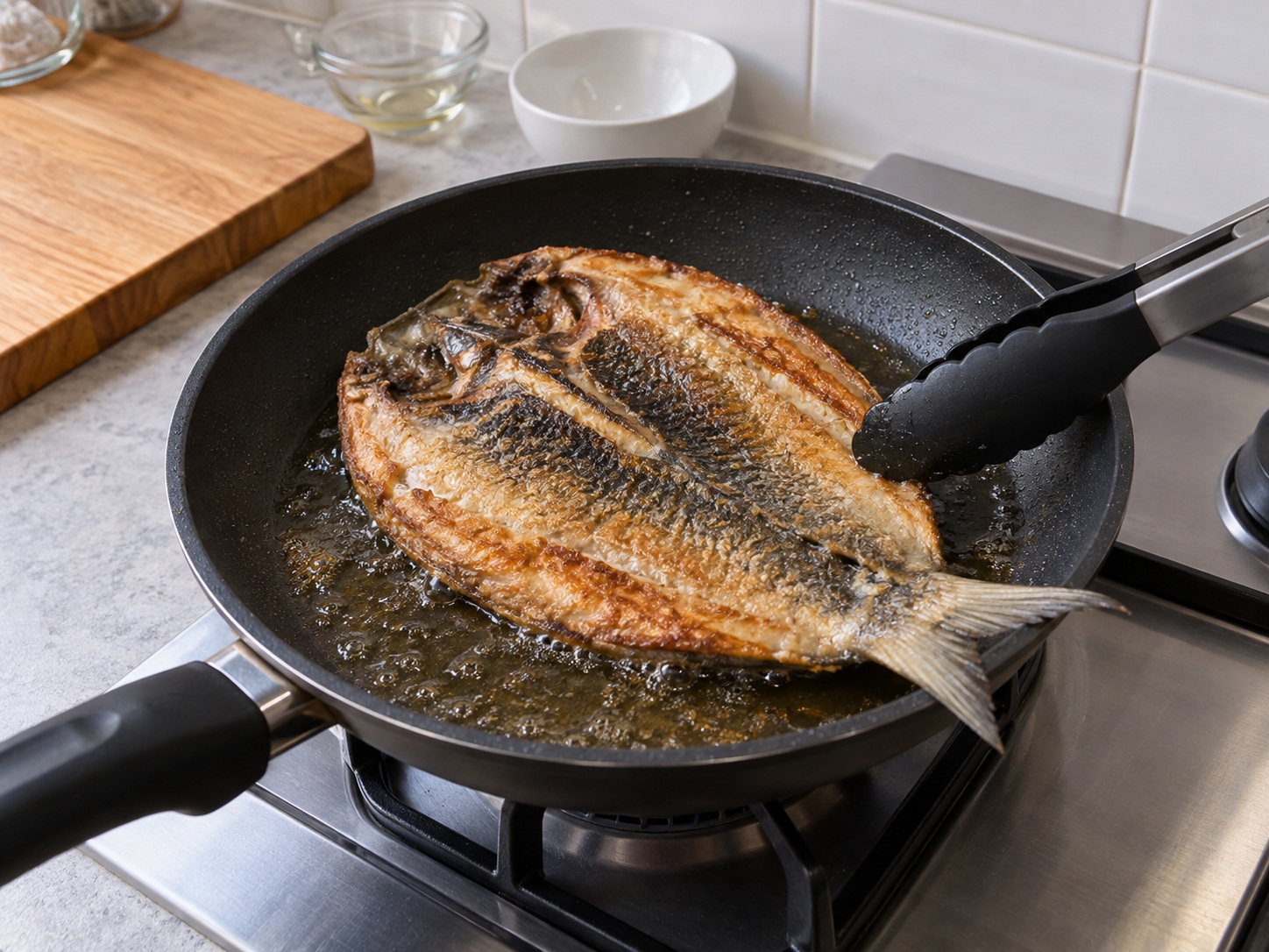 Filipino Daing na Bangus — Turn and fry