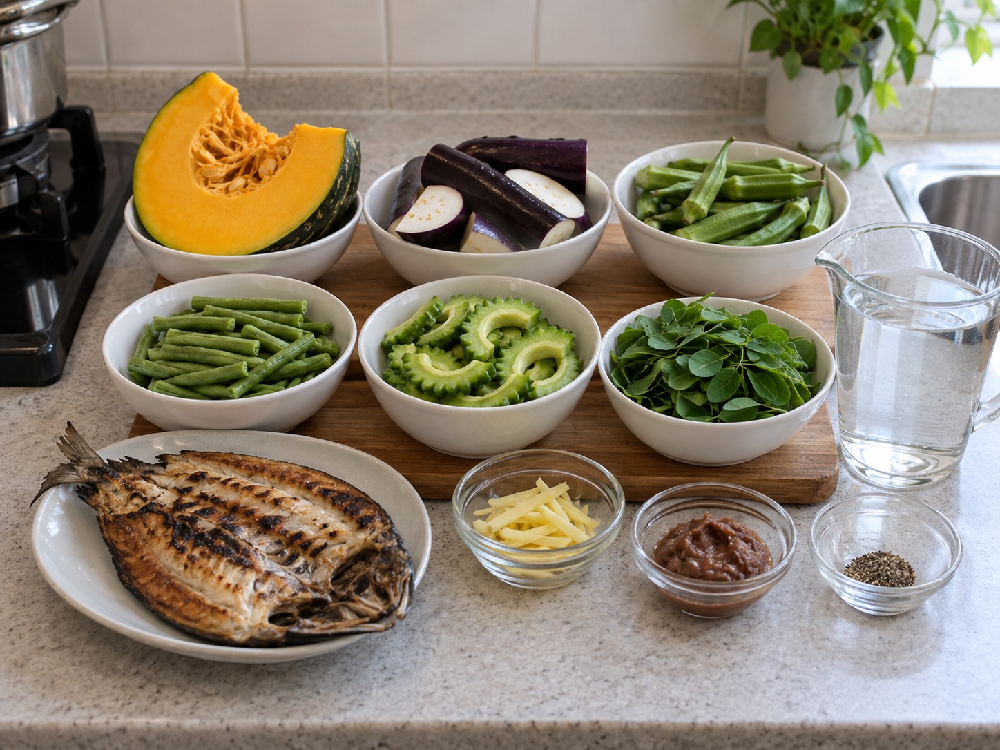 Filipino Dinengdeng Vegetable Soup — ingredients