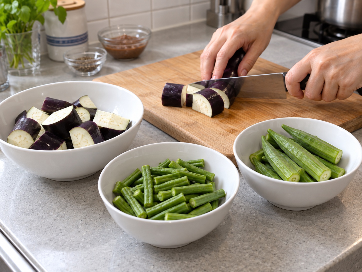 Filipino Dinengdeng Vegetable Soup — Cut remaining vegetables
