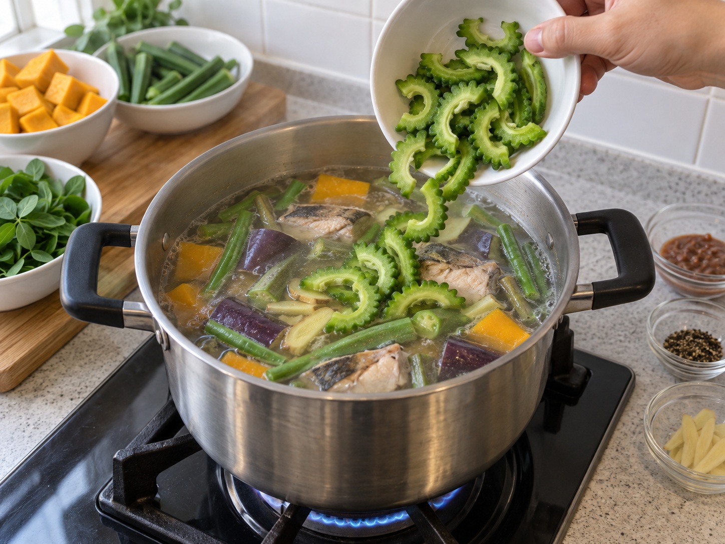 Filipino Dinengdeng Vegetable Soup — Add bitter melon