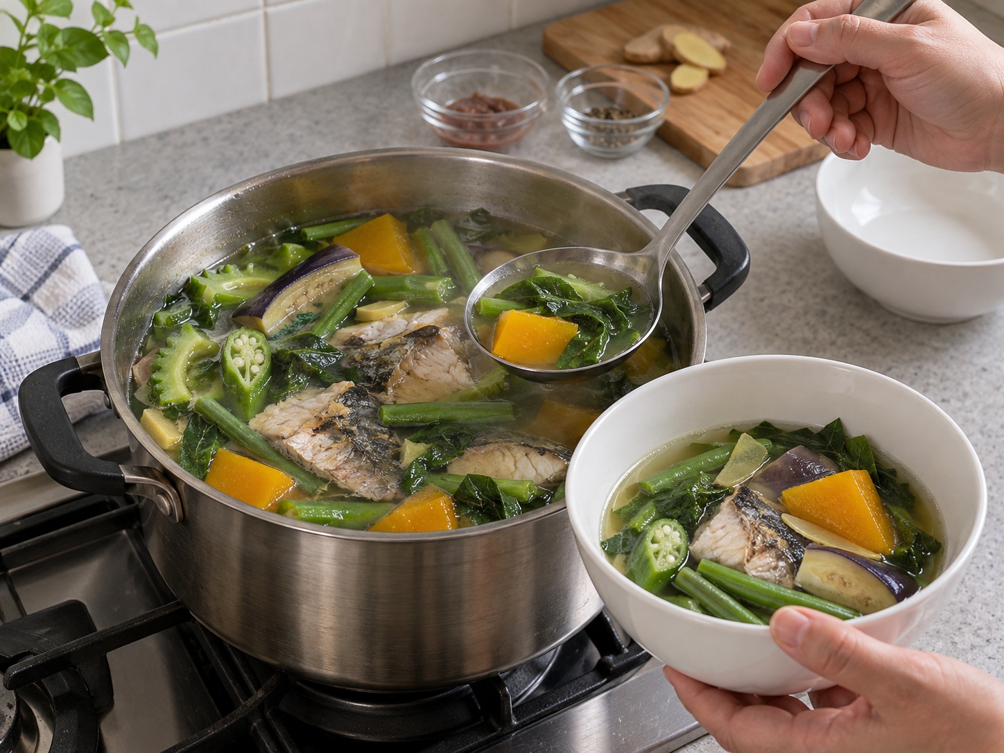 Filipino Dinengdeng Vegetable Soup — Check and serve