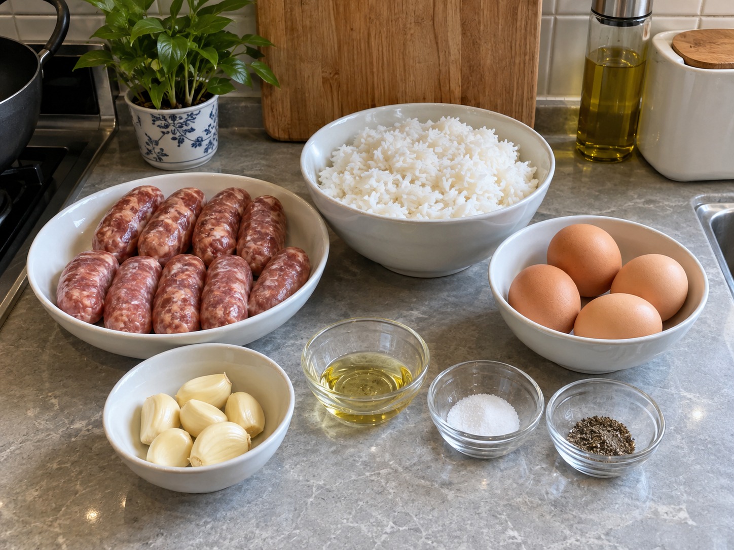 菲律賓蒜香甜腸飯 — 材料