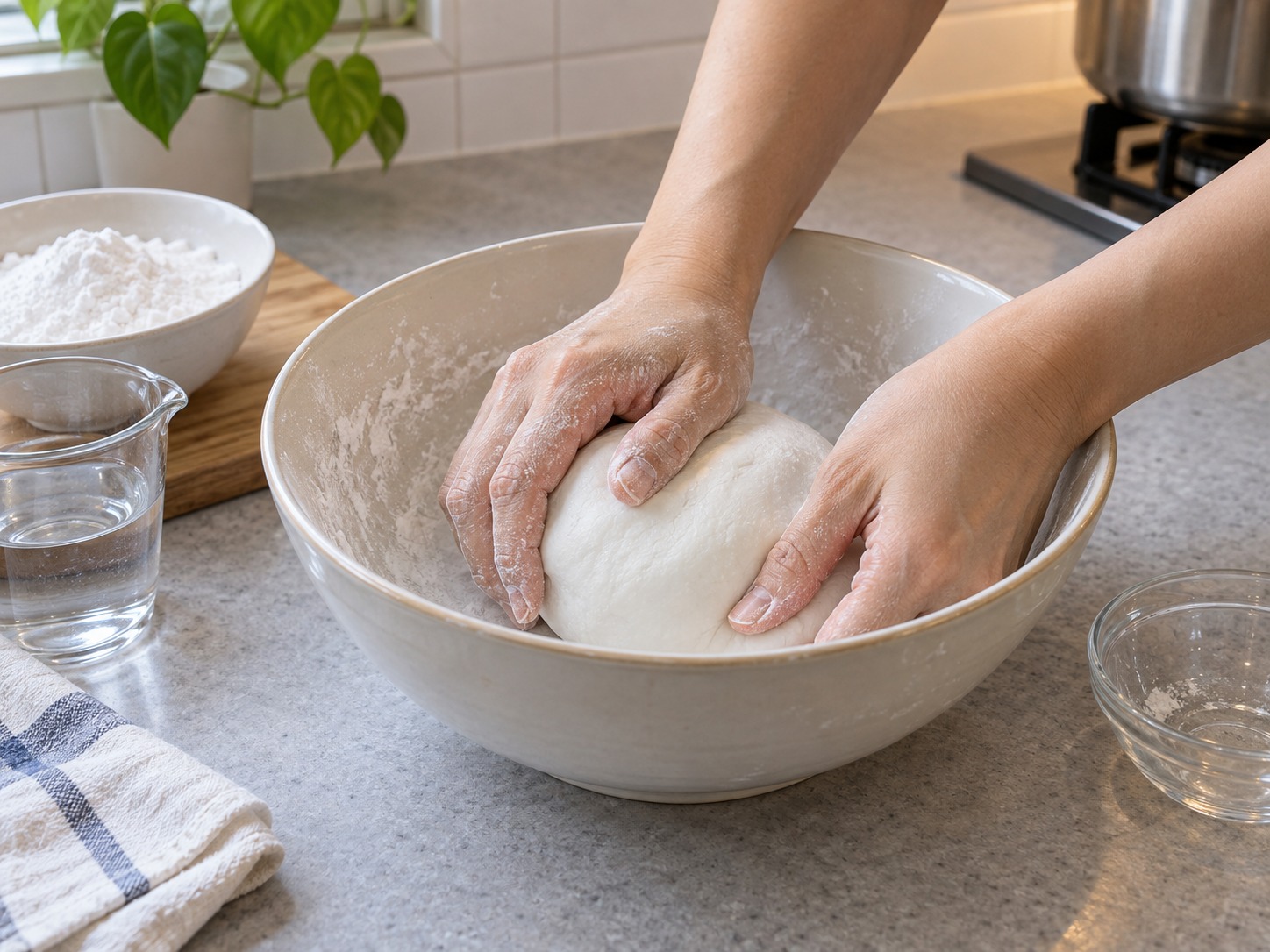 Filipino Ginataang Bilo-Bilo — Make the rice dough