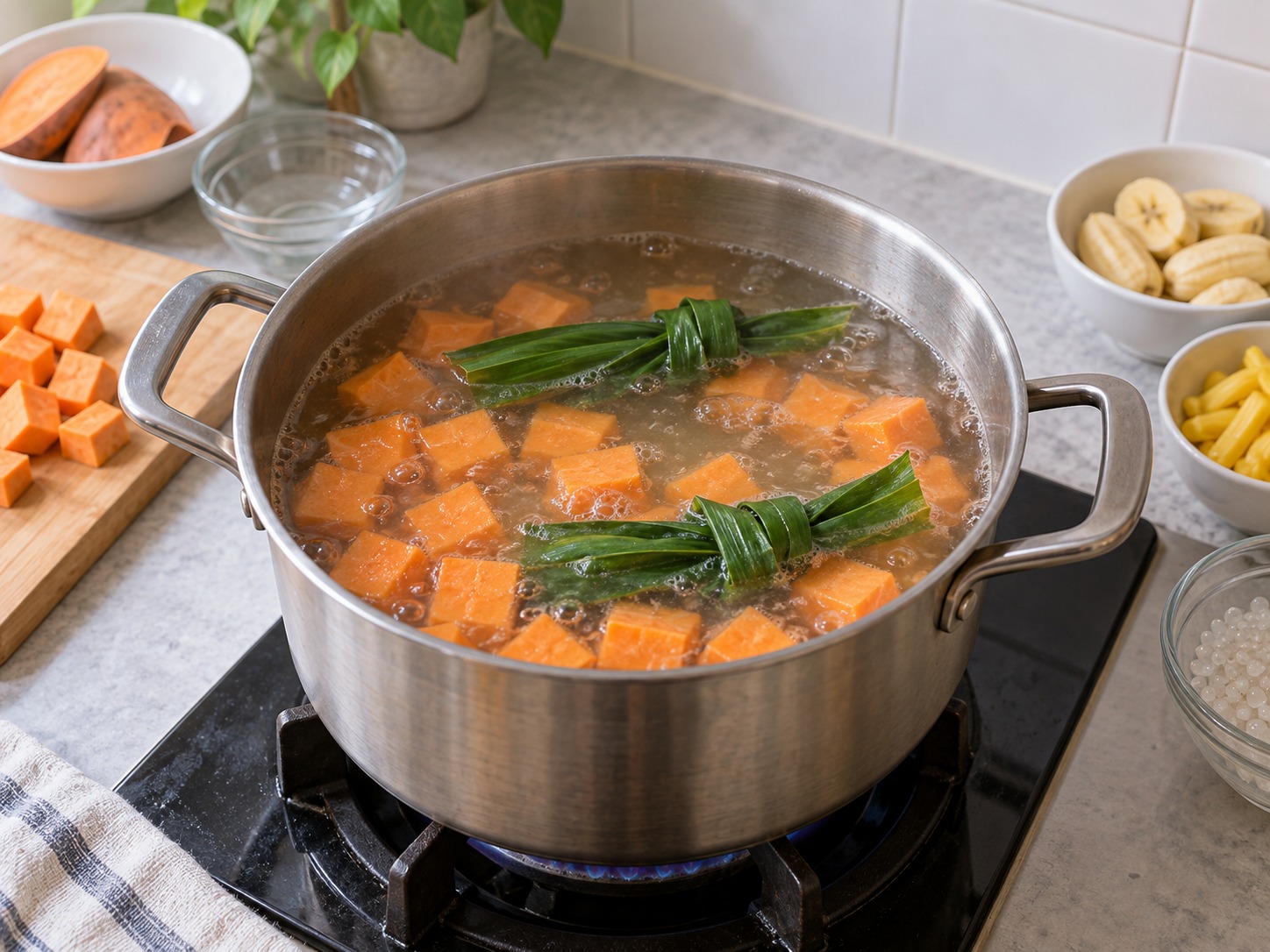 Filipino Ginataang Bilo-Bilo — Start the sweet potato