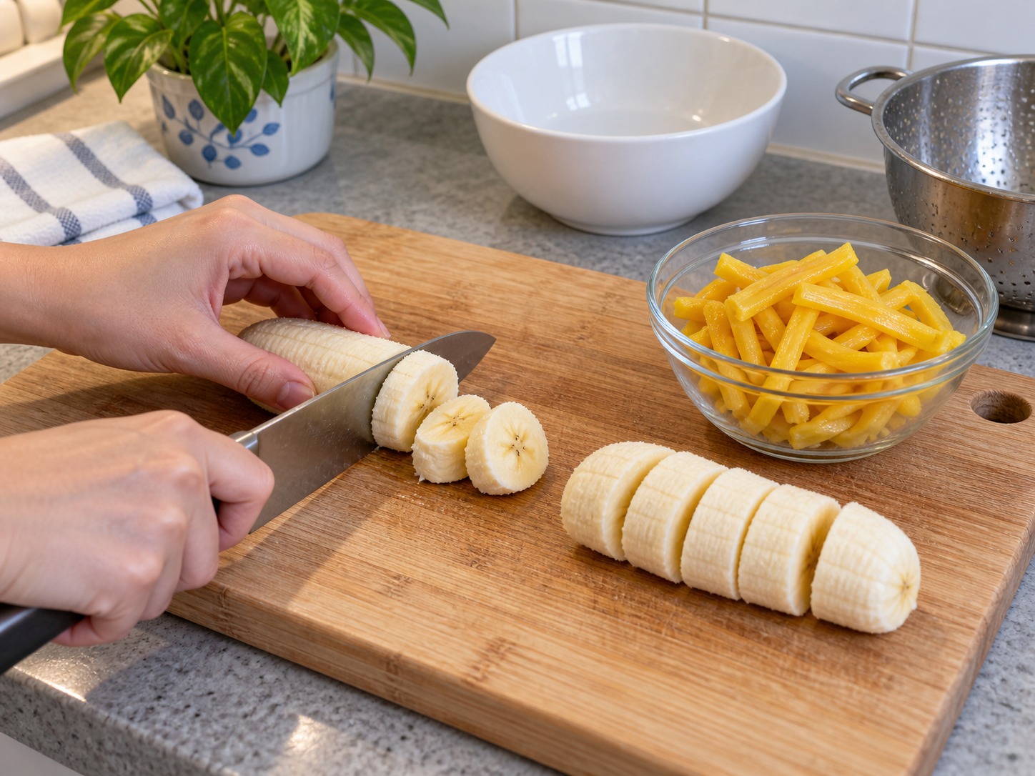 Filipino Ginataang Bilo-Bilo — Prepare banana and jackfruit
