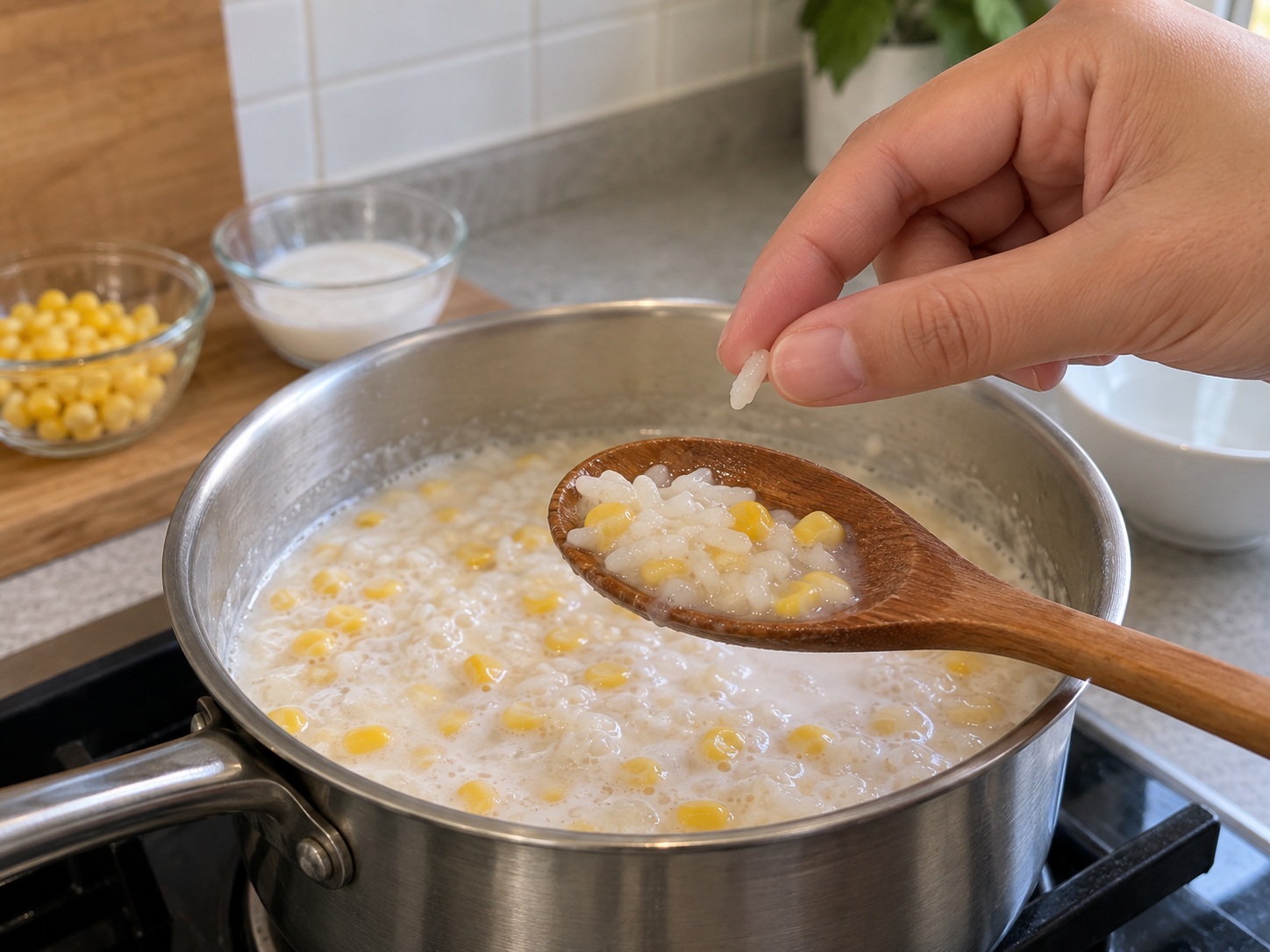 Filipino Ginataang Mais — Check the rice