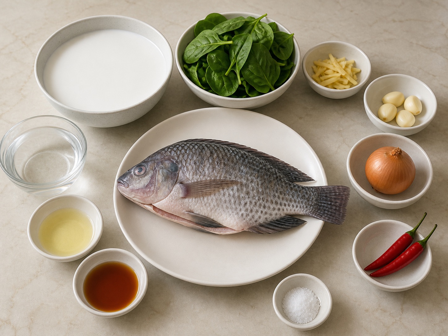 Tilapia Kuah Santan Filipina — ringkasan bahan
