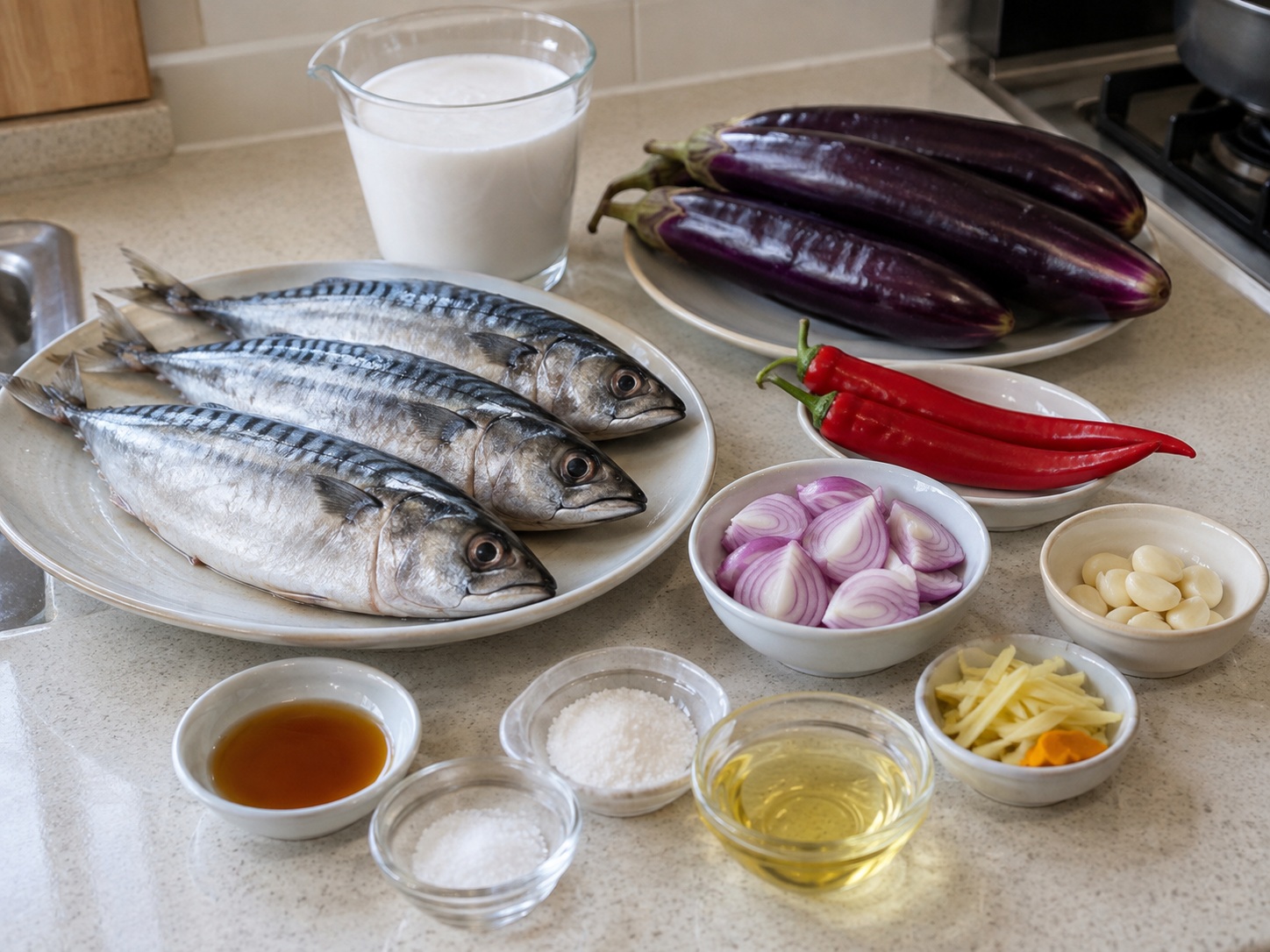 Mackerel sa Gata — mga sangkap