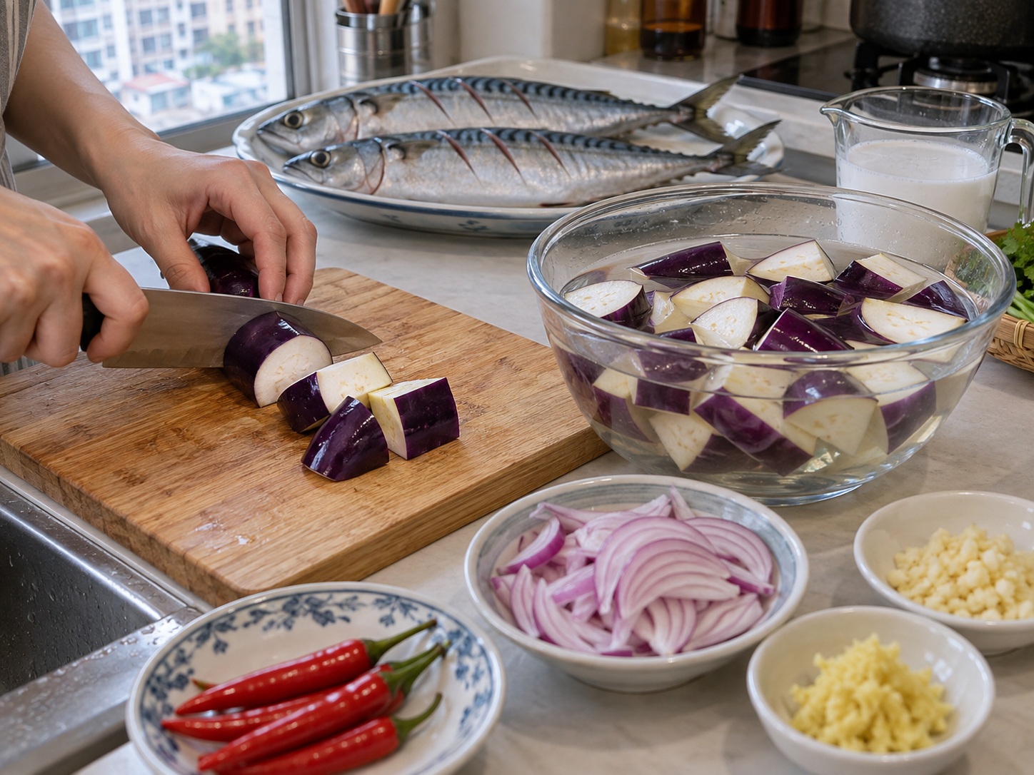 Mackerel sa Gata — Hiwain ang sangkap