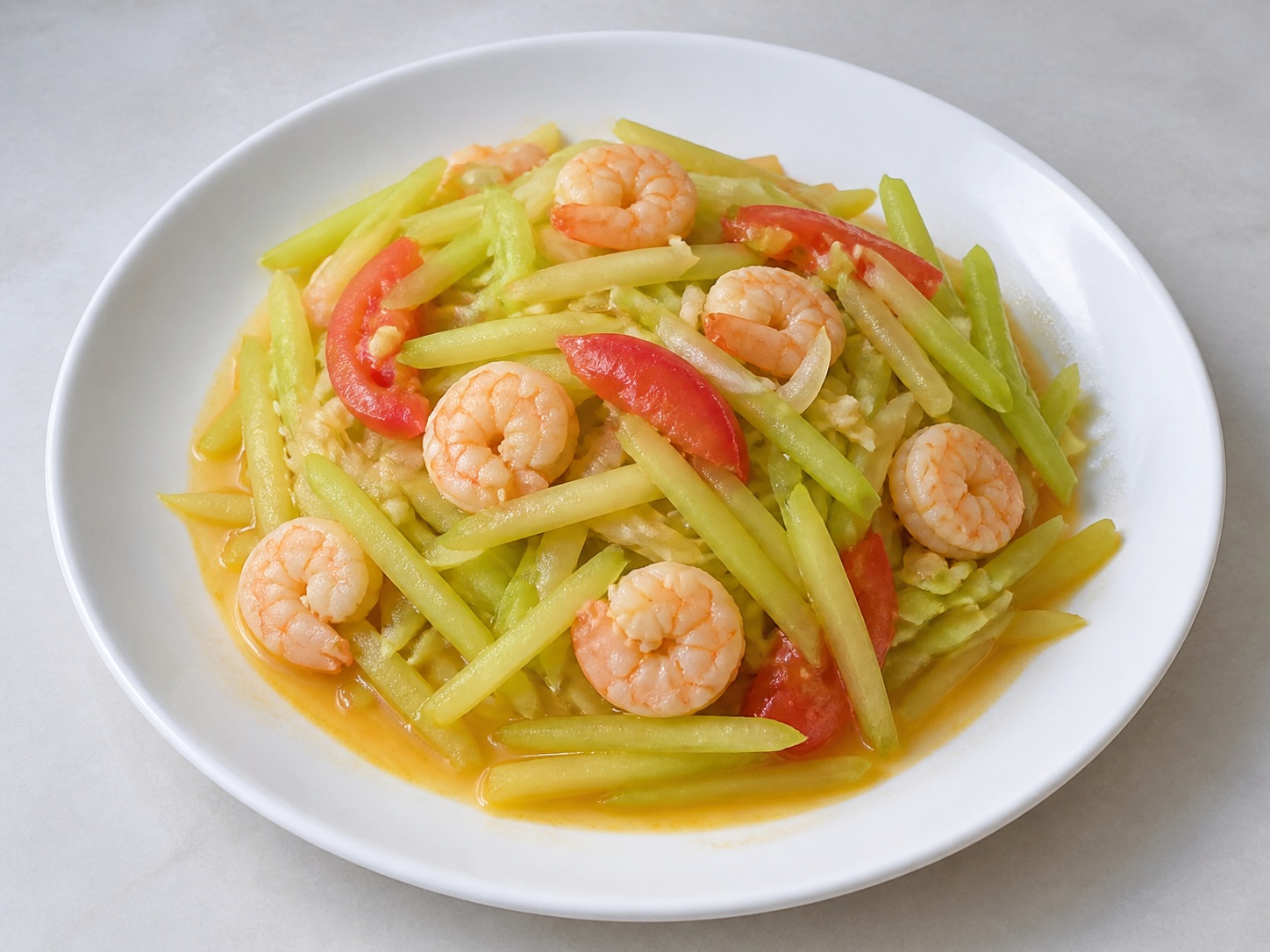 Tumis Labu Siam dan Udang Filipina — hidangan jadi