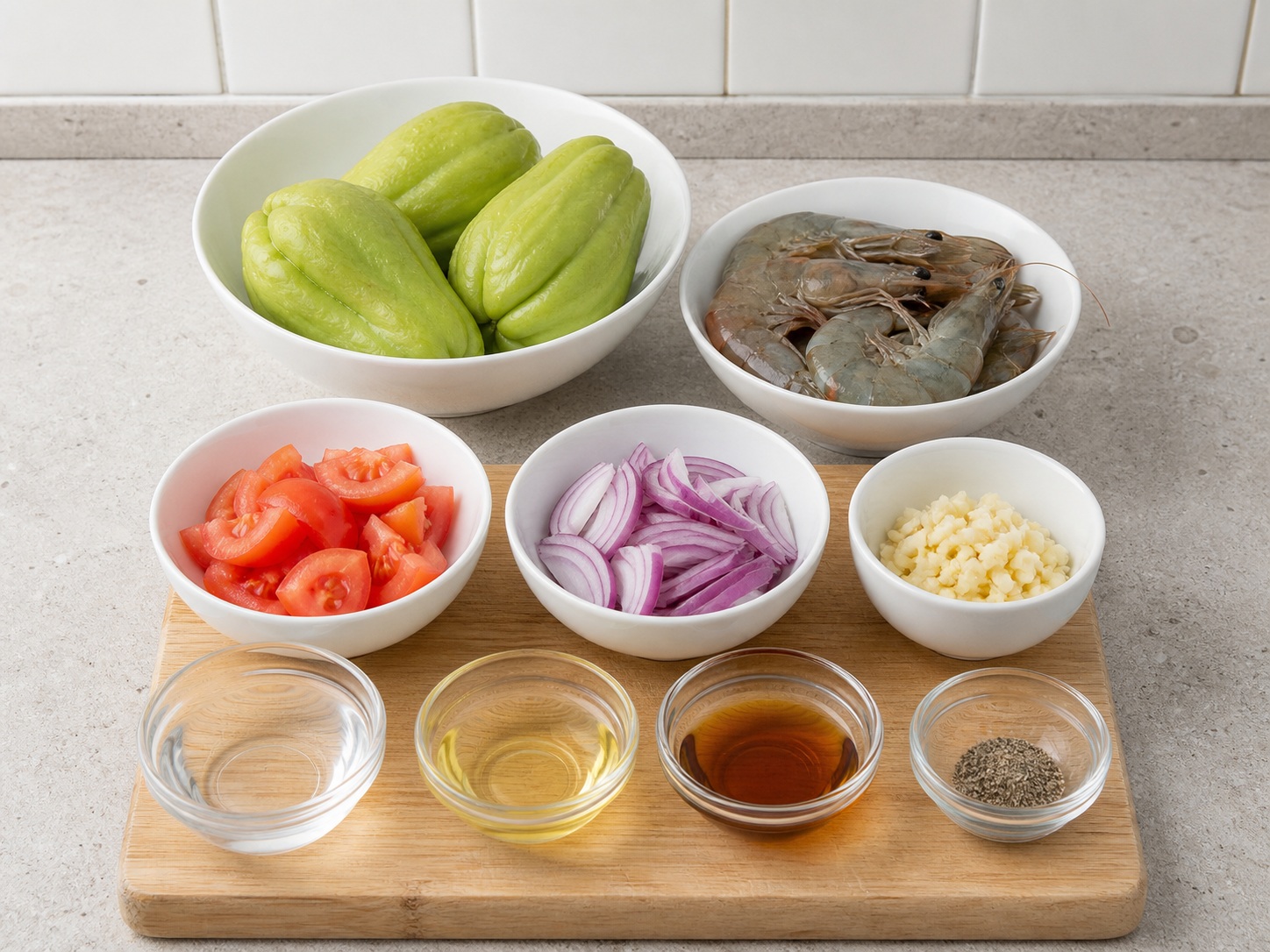 Filipino Sautéed Chayote with Shrimp — ingredient overview