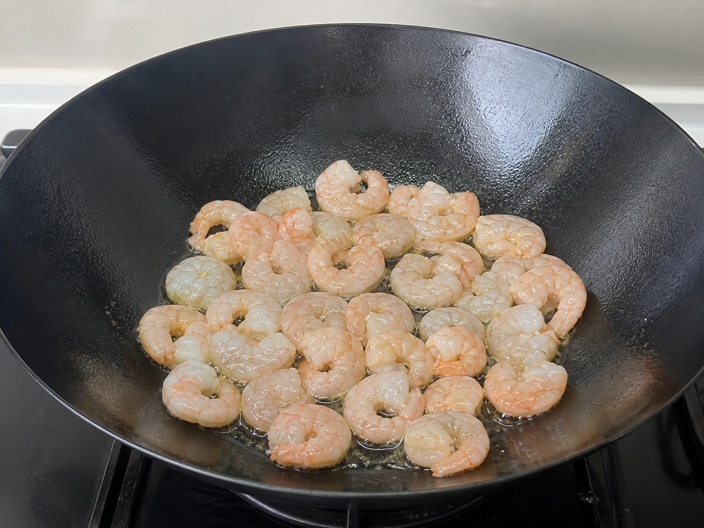 Filipino Sautéed Chayote with Shrimp — Sear shrimp