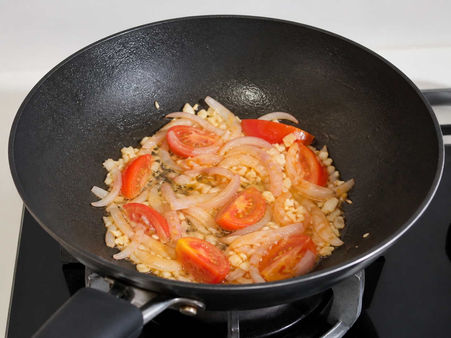 Filipino Sautéed Chayote with Shrimp — Soften tomatoes
