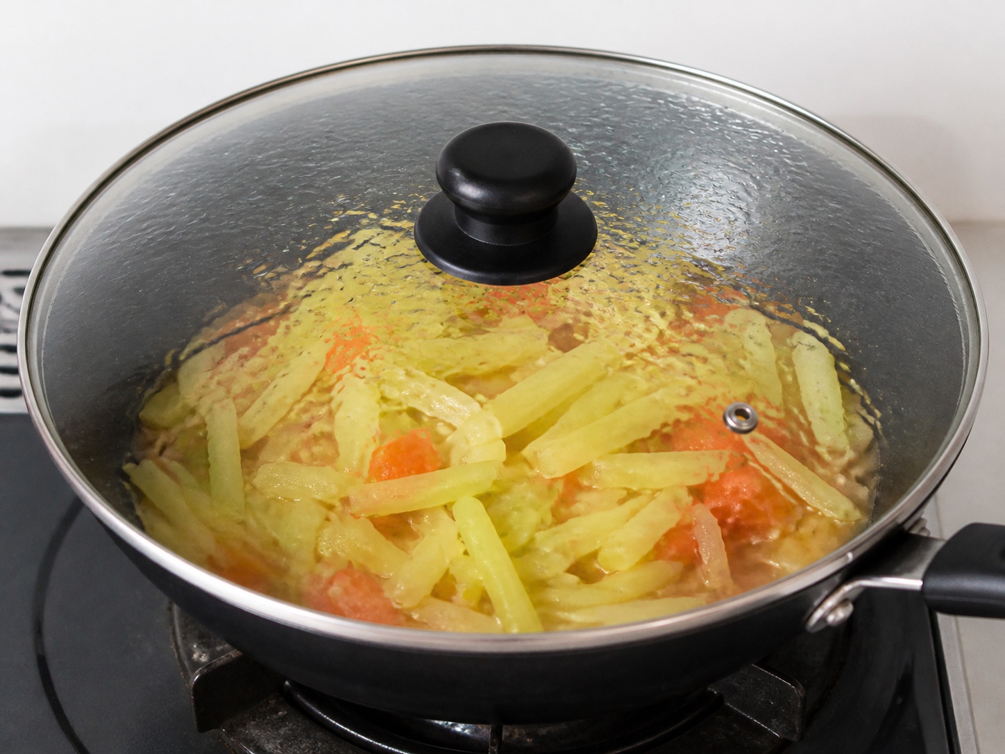 Filipino Sautéed Chayote with Shrimp — Cover and cook chayote