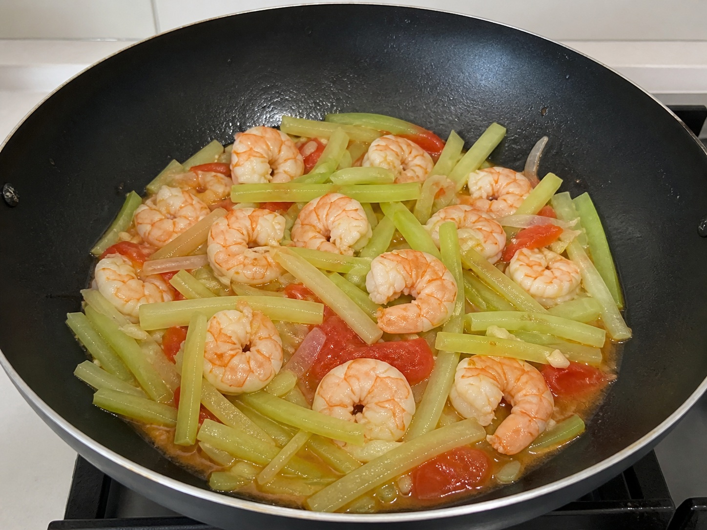 Filipino Sautéed Chayote with Shrimp — Return shrimp
