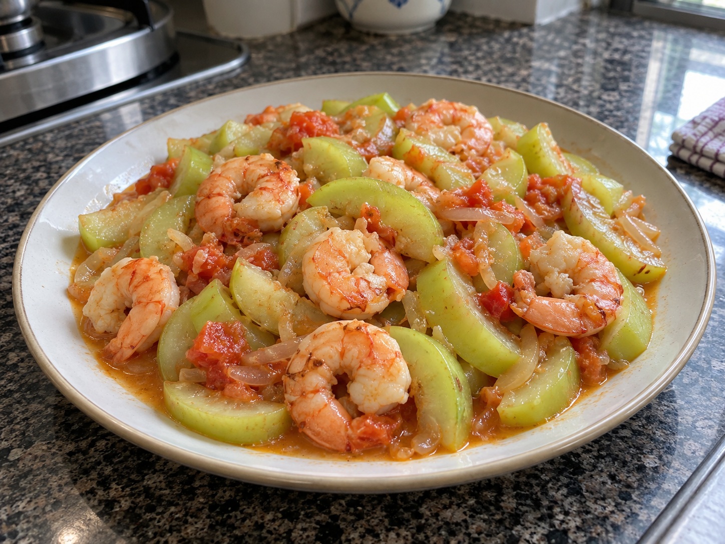 Tumis Opo Udang Filipina — hidangan selesai
