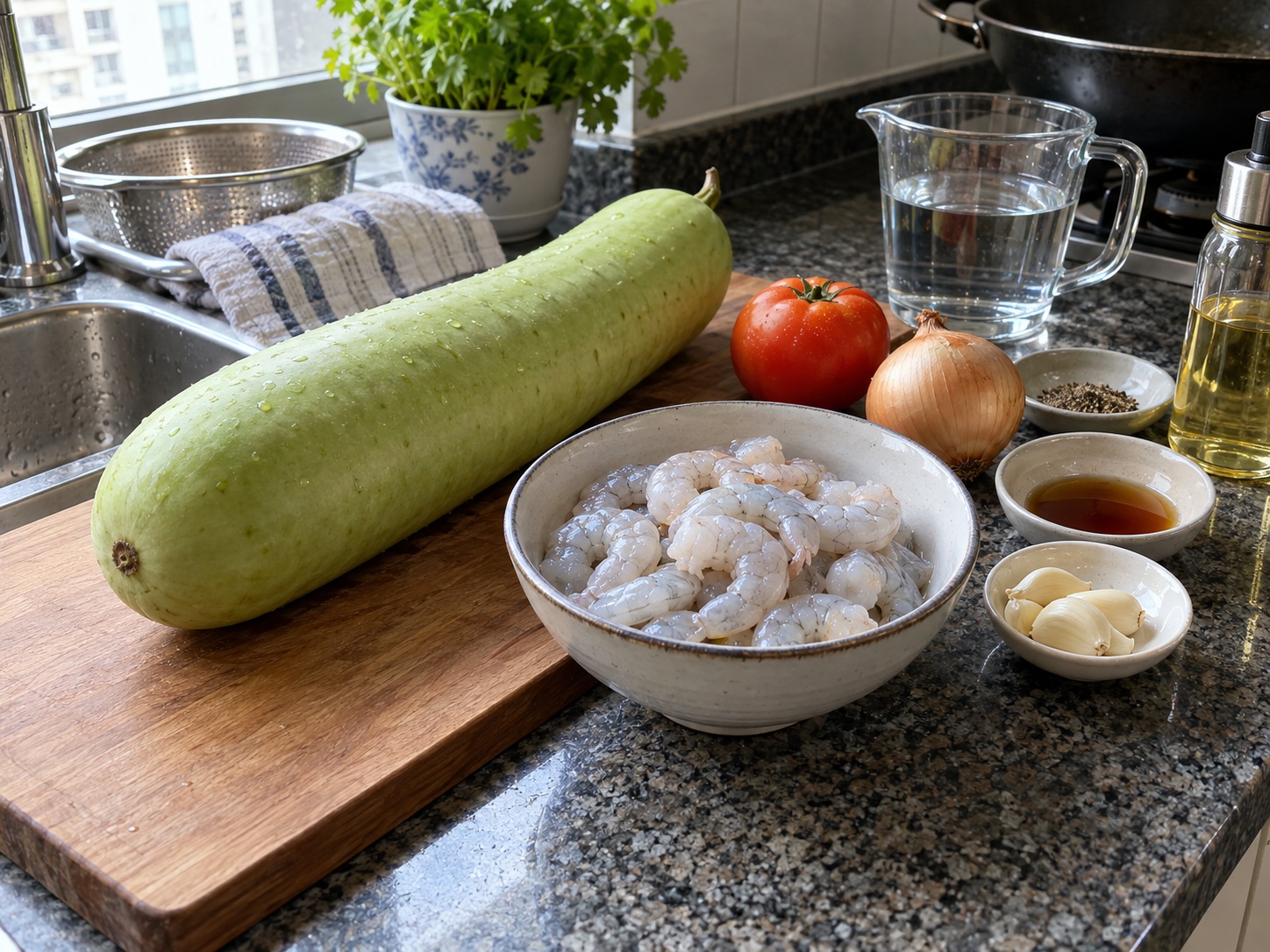 Tumis Opo Udang Filipina — bahan