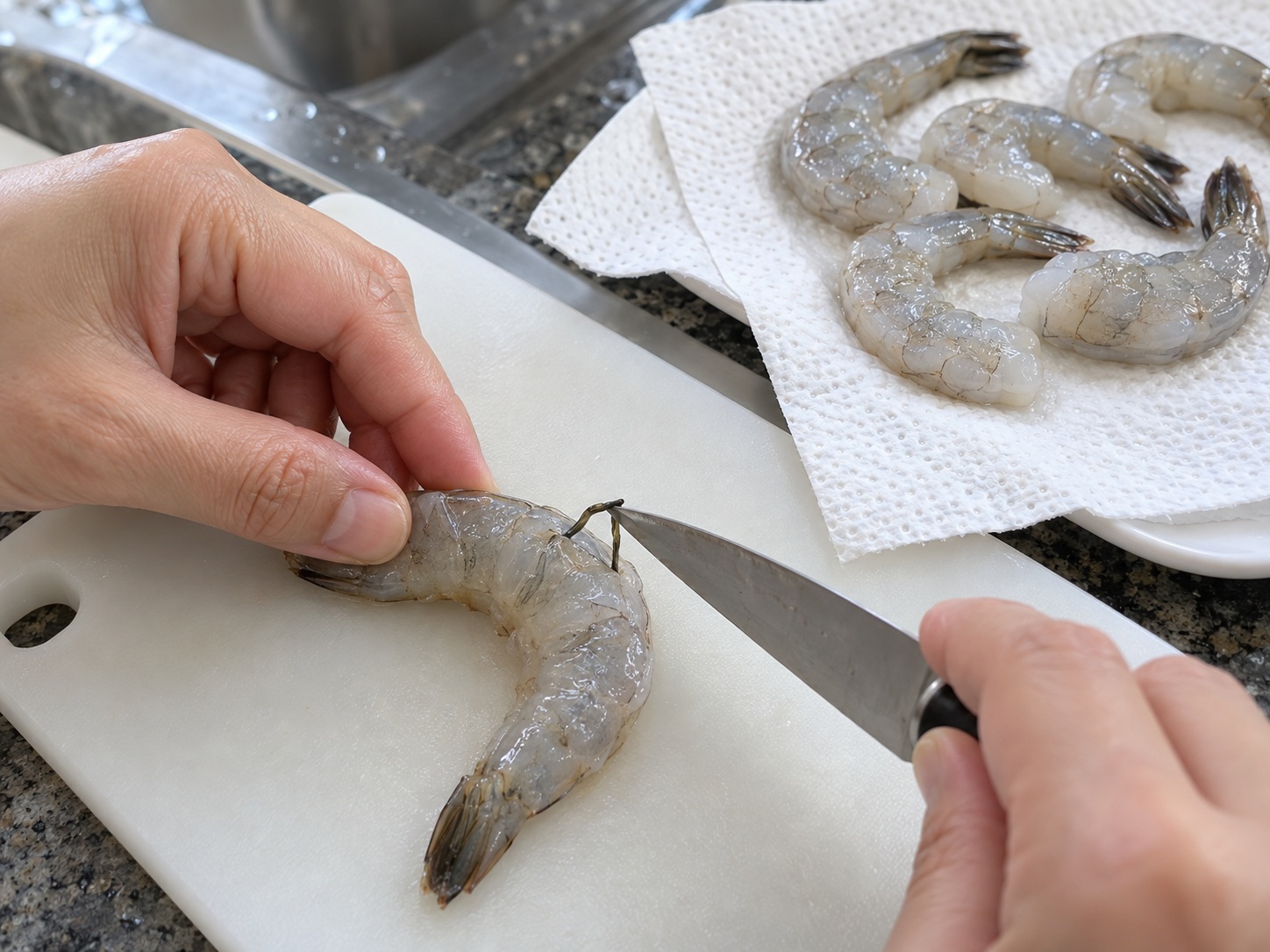 Tumis Opo Udang Filipina — Bersihkan udang