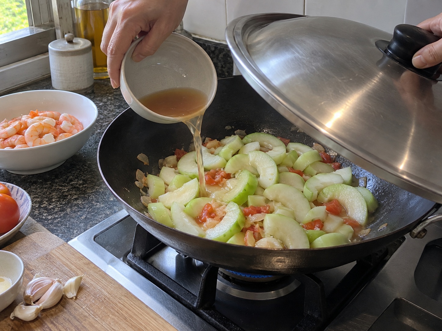 Tumis Opo Udang Filipina — Masukkan upo dan tutup