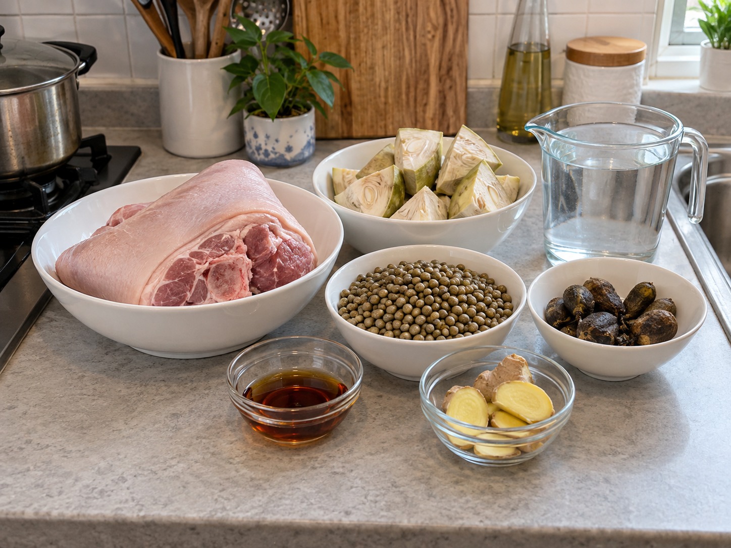 菲律賓木豆豬肉菠蘿蜜湯 — 材料