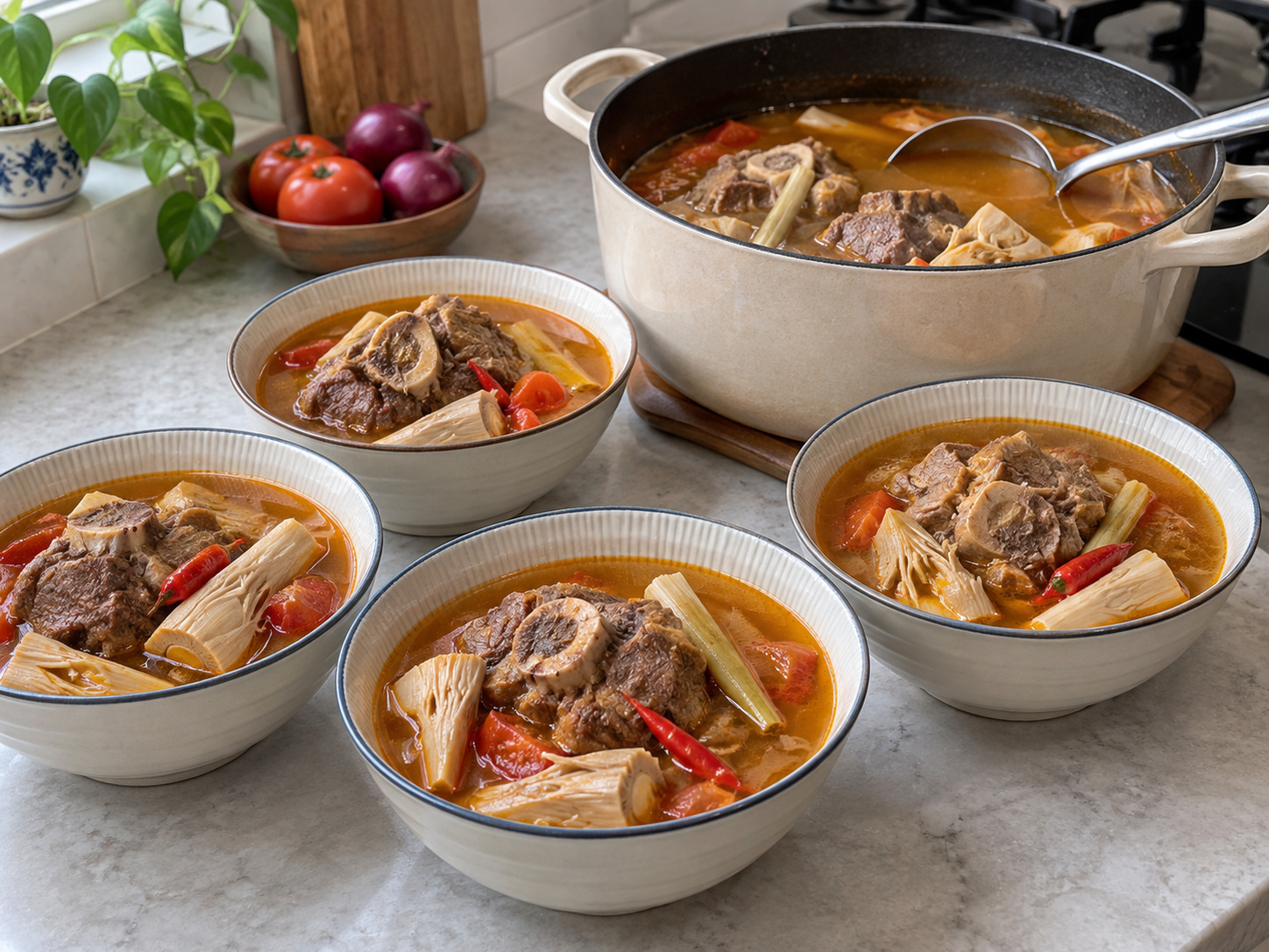 Filipino Kansi Sour Beef Soup — finished dish