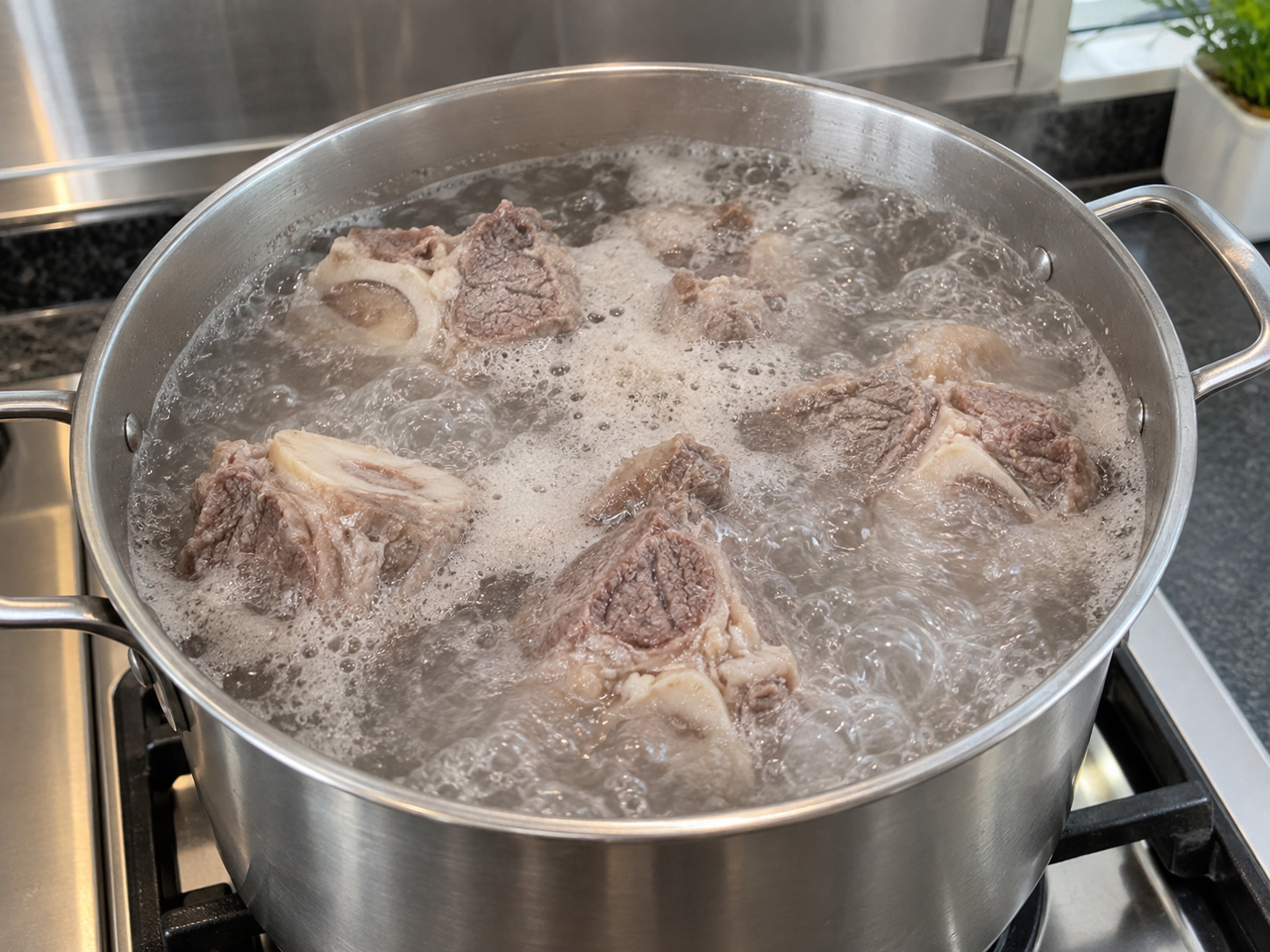 Filipino Kansi Sour Beef Soup — Blanch beef for five minutes