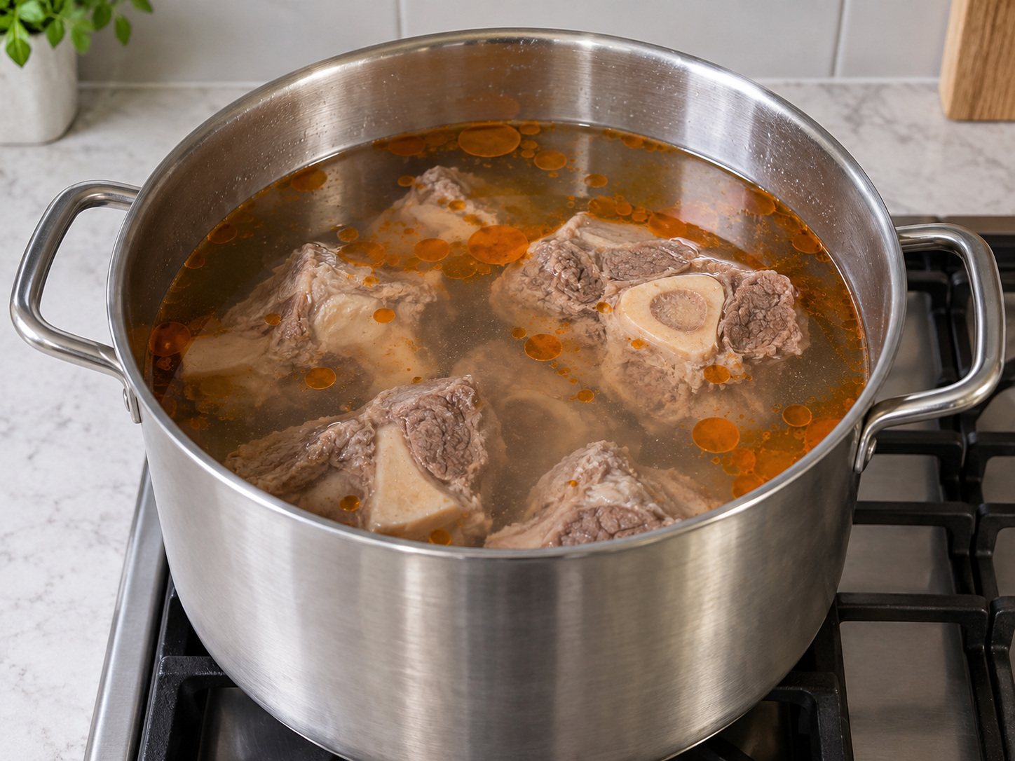Filipino Kansi Sour Beef Soup — Place annatto oil, beef and water in the pot