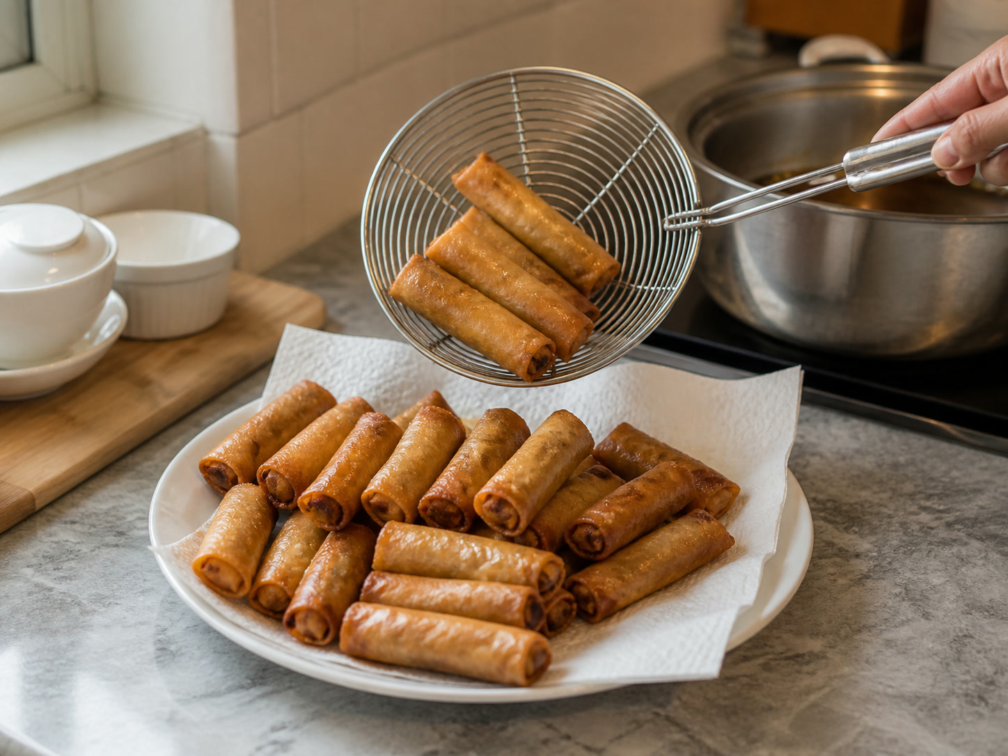 Lumpia Shanghai Filipina: Tiriskan dan sajikan