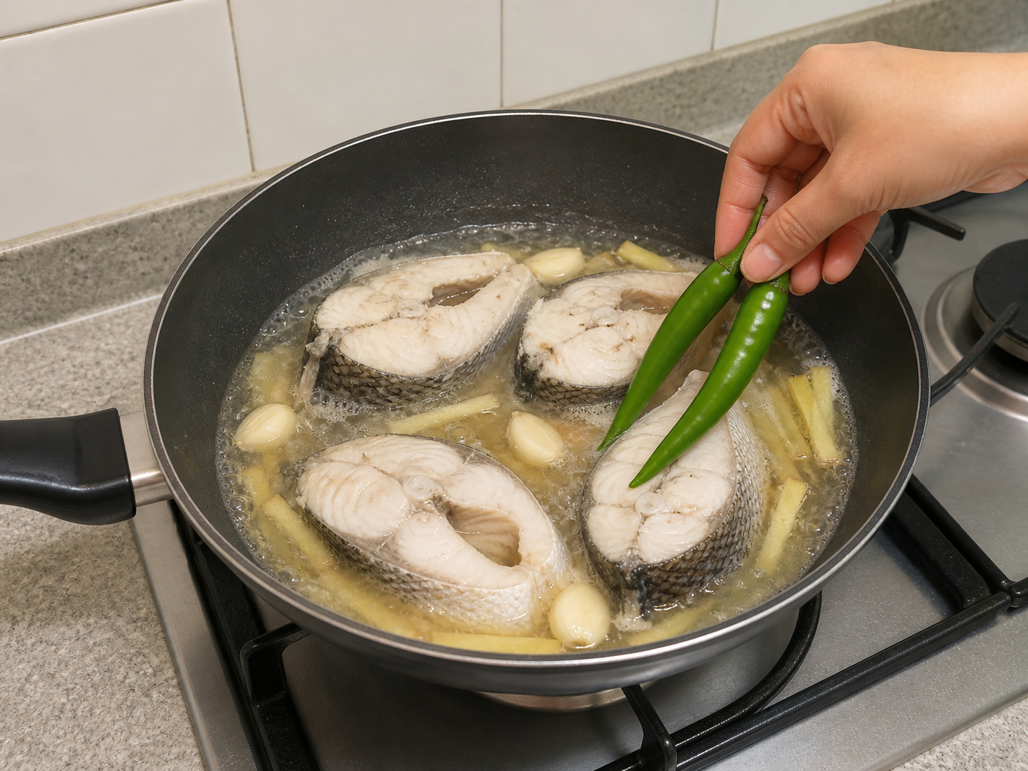 Paksiw na Isda — Idagdag ang berdeng sili