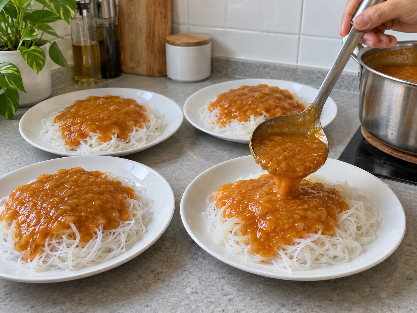 菲律賓蝦醬米粉 — 覆上蝦汁