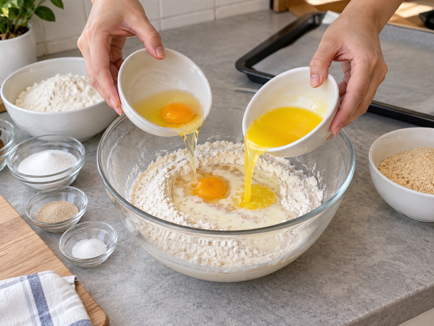 Filipino Pandesal — Mix in egg and melted butter