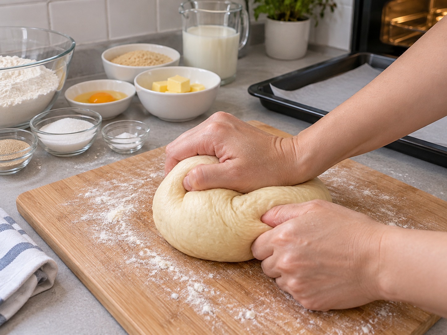Filipino Pandesal — Knead eight to ten minutes until smooth