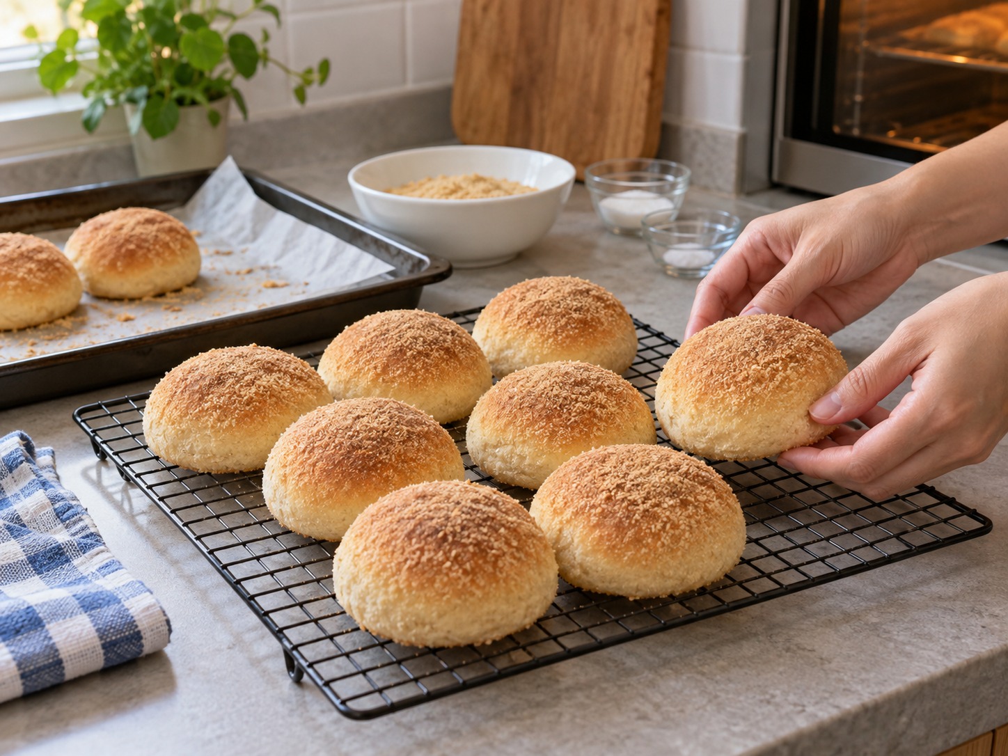Filipino Pandesal — Cool slightly on a rack and serve