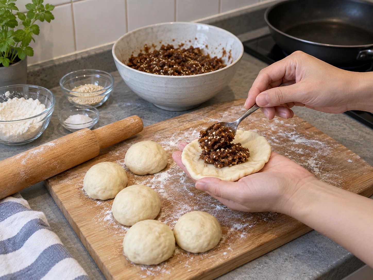 Piaya na Muscovado — Patagin at lagyan ng palaman