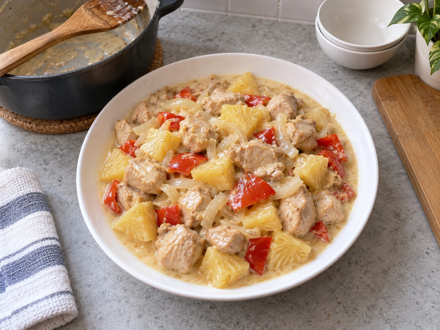 Filipino Pininyahang Manok — Stir sauce and serve hot