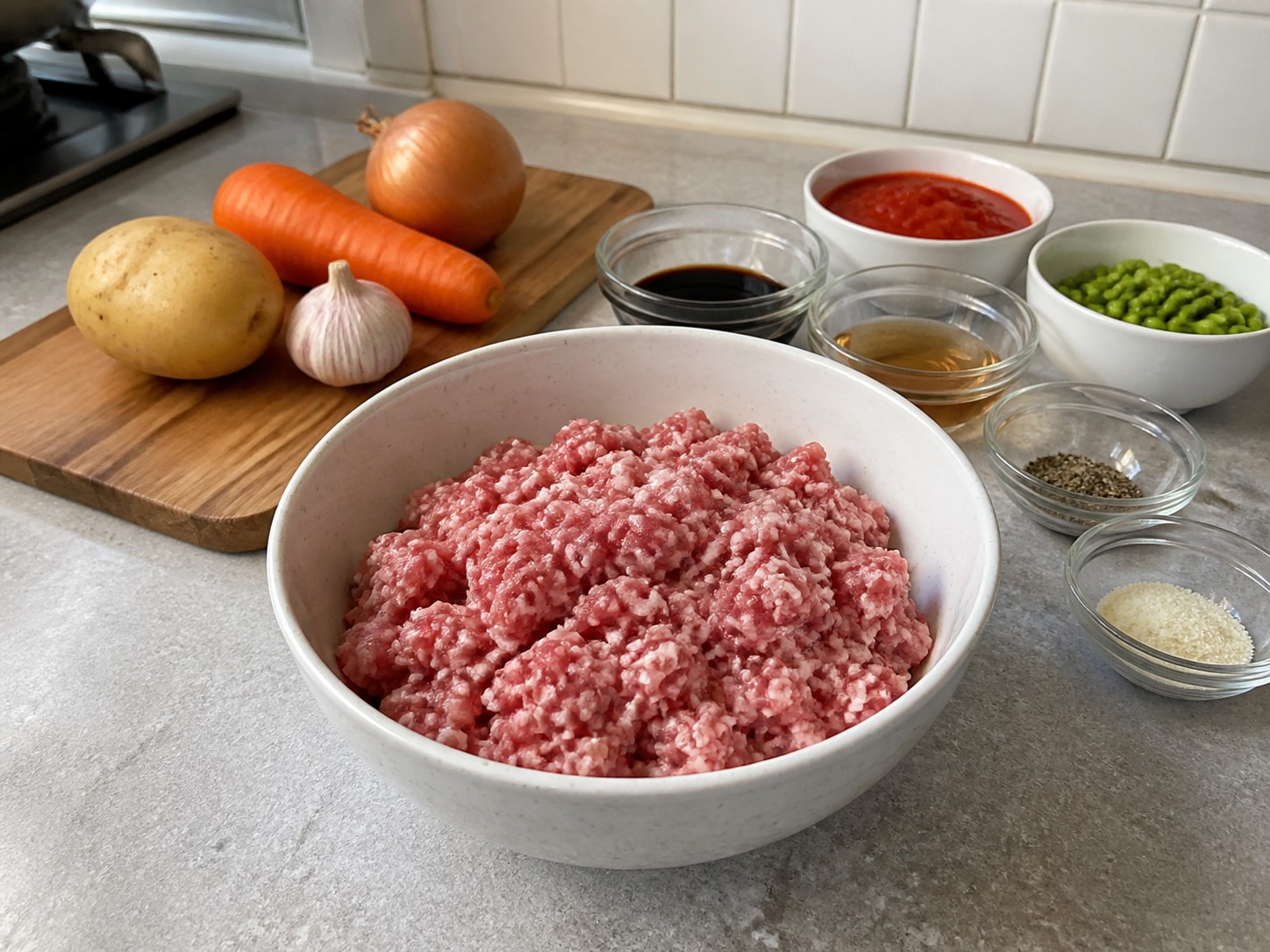 菲律賓薯仔甘筍番茄肉碎 — 檢查豬肉