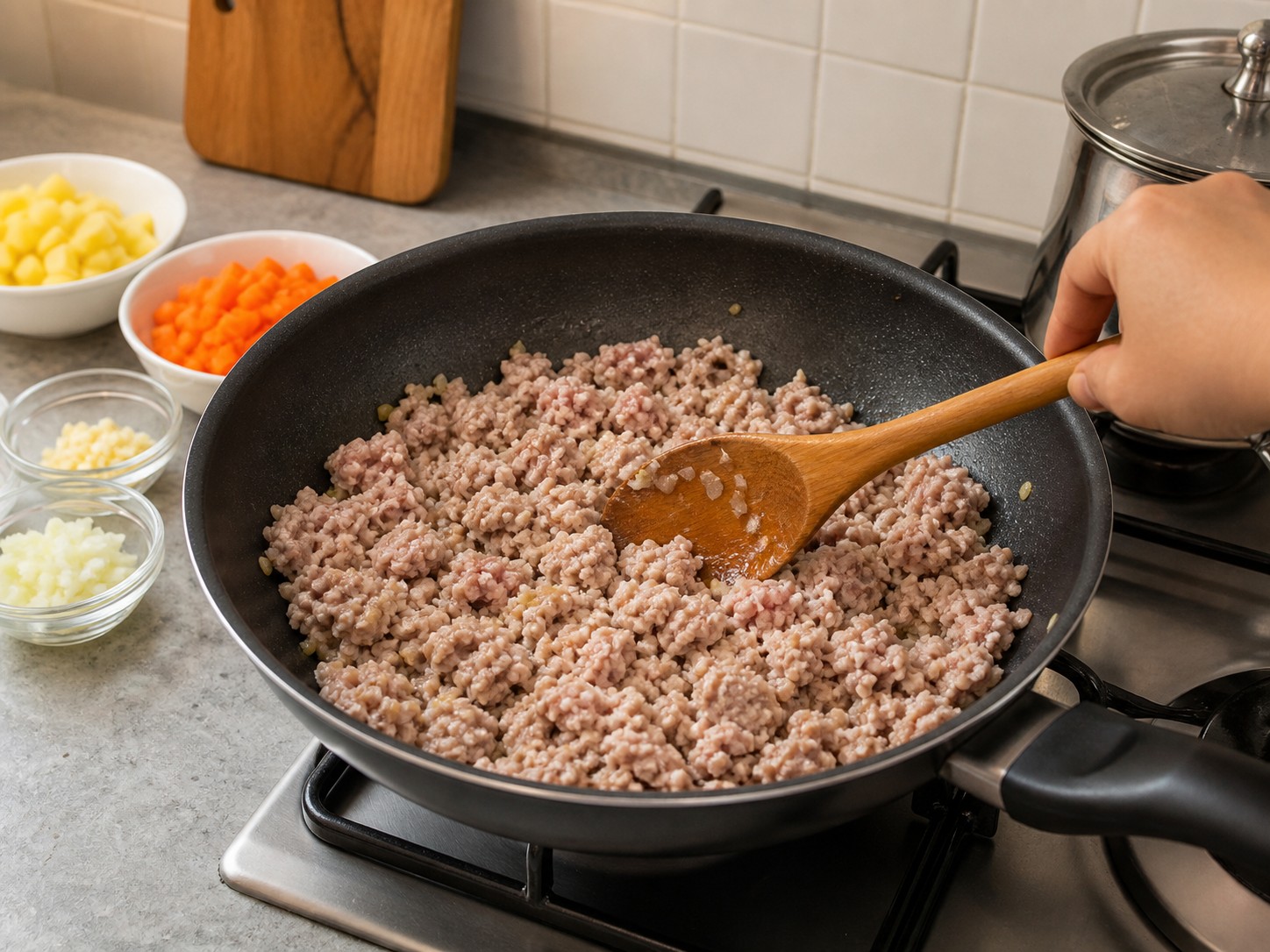菲律賓薯仔甘筍番茄肉碎 — 炒散豬肉