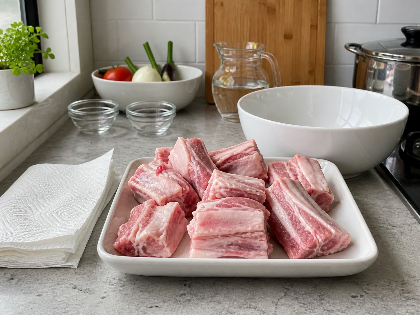 Sinigang Babi Filipina — langkah 1