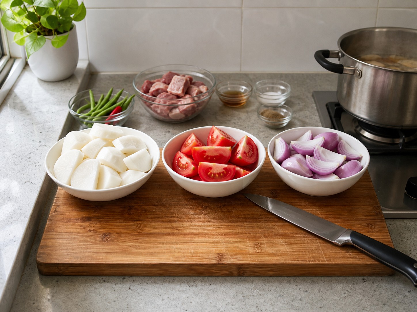 Sinigang Babi Filipina — langkah 4